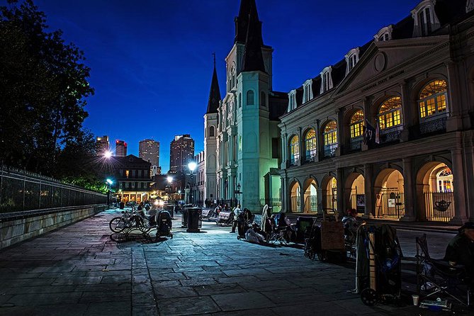 Lamplight on a wet street in the French Quarter, New Orleans