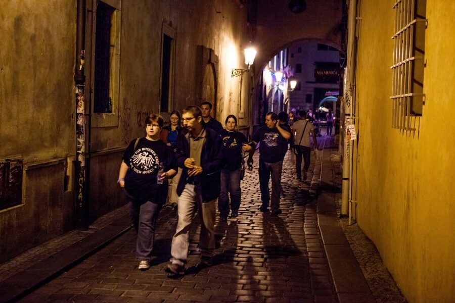 Ghost Walking Tour of Prague - Ungelt and Týn Church after sunset