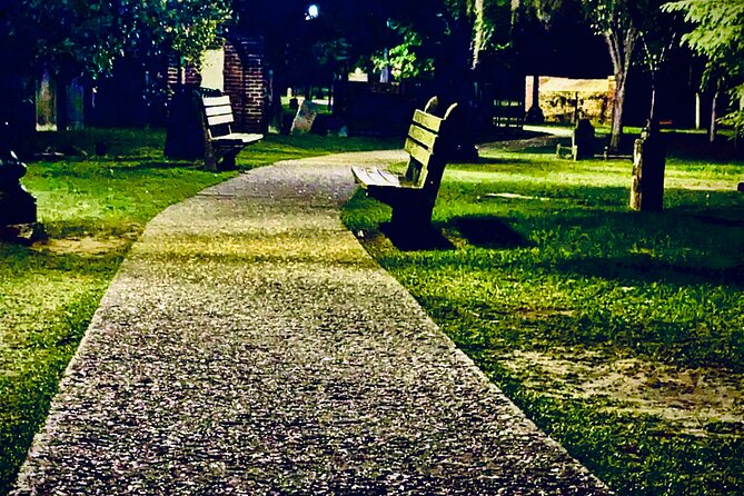 Interactive Paranormal Ghost Walking Tour in Savannah Georgia - Forsyth Park after sunset