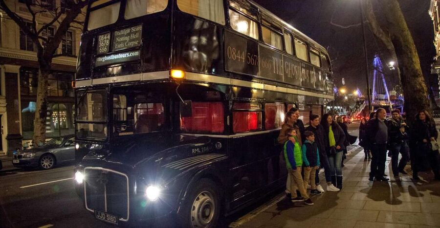 London: Comedy Horror Ghost Tour on a Bus - Meeting the Necrobus near Trafalgar Square