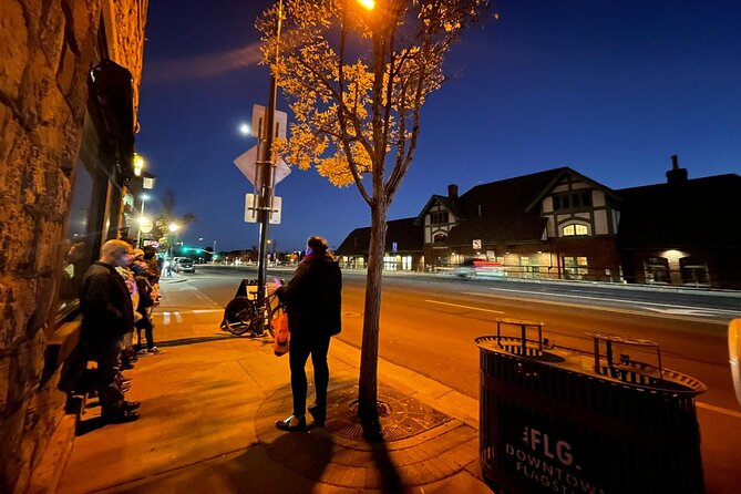 Mountain Town Of Madness, Original <em>Adult Only</em> Haunted Downtown Flagstaff Tour – Key points at a glance’ /></p>
<ul>
<li><strong>The tour covers about one mile:</strong> Wear shoes you can walk in comfortably over downtown sidewalks.</li>
<li><strong>The stories include real tragedy:</strong> The most serious material involves murder, suicide, and the death of children.</li>
<li><strong>You stay outside:</strong> The route passes historic buildings, but the group does not enter the haunts.</li>
<li><strong>Guides make the difference:</strong> Steve, Steven, Michelle, and Rebel have all been praised for strong storytelling and local background.</li>
<li><strong>The group is capped at 18 people:</strong> That is small enough for a more personal walk than a large parade through town.</li>
<li><strong>The start time is 9 p.m.:</strong> Plan for a late, dark outing rather than an early evening history walk.</li>
</ul>
<h2>Starting between City Hall and Wheeler Park</h2>
<p><img width="669" height="446" decoding="async" src=