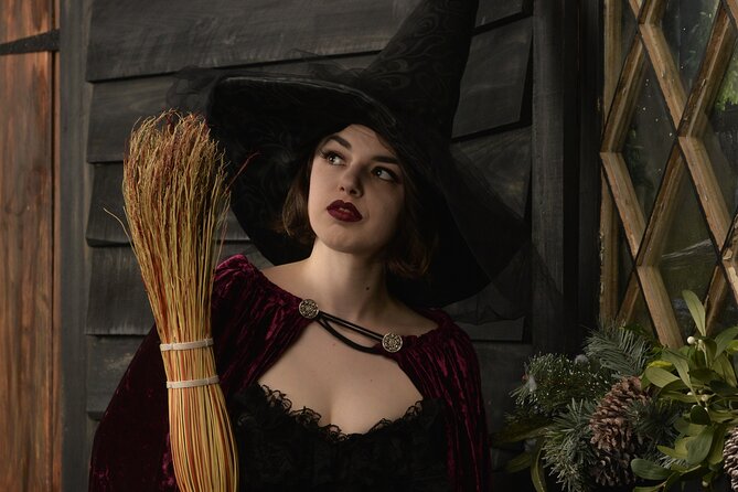 Witch Costume Photo Shoot - Olde Salem Village theatrical set - What the $107.50 price means